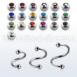 sp18jb25 surgical steel spirals and twisters eyebrow helix tragus piercing
