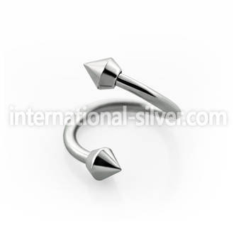 spe2nh 316l steel eyebrow spiral with two 3mm spear cones