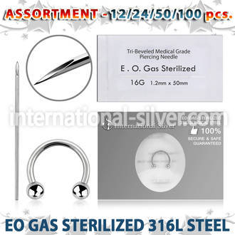 sset02 professional piercing kit steel circular barbells needle