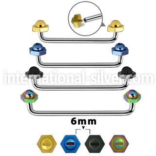 sudita6 straight barbells anodized surgical steel 316l surface piercings