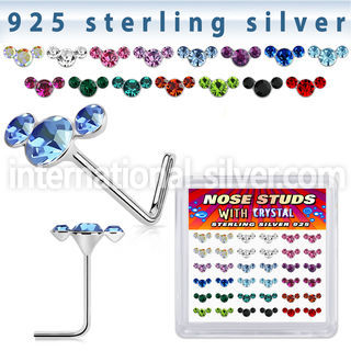 sxcuam36 silver l shaped nose studs 22g gems colors 36