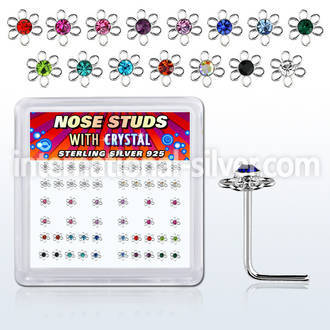 sxfl2m l shape nose studs silver 925 nose