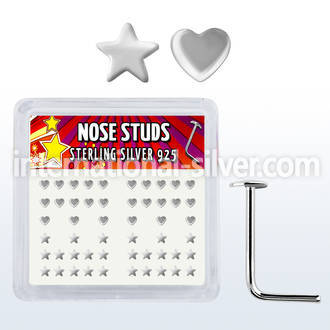 sxvhs l shape nose studs silver 925 nose