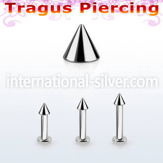 tlbcn25 316l steel tragus labret 16g w a 2.5mm cone 