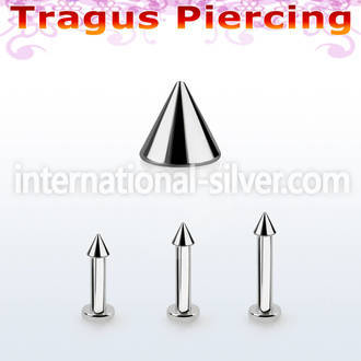 tlbcn2 316l steel tragus labret 16g w a 2mm cone 