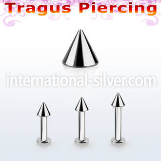 tlbcn3 316l steel tragus labret 16g w a 3mm cone 