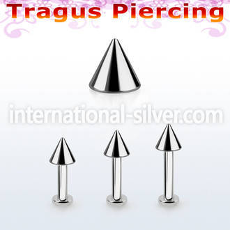 tlbcn4s 316l steel tragus labret 16g w a 4mm cone 