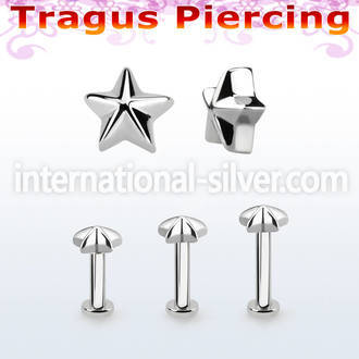 tlbest5 316l steel tragus labret 16g w a 5mm star shaped top 