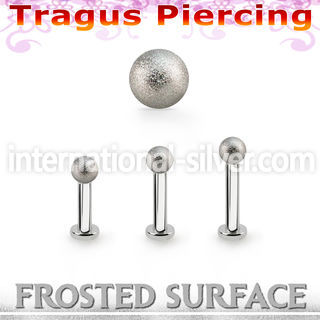 tlbfo3 316l steel tragus labret 16g w a 3mm frosted steel ball 