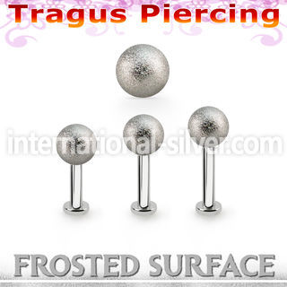 tlbfo5s 316l steel tragus labret 16g w a 5mm frosted steel ball 
