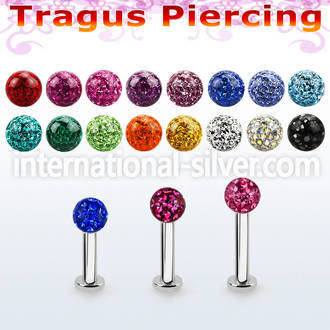 tlbfr4s 316l steel tragus labret 16g w a 4mm multi crystal ball