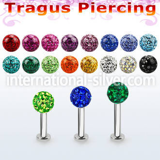 tlbfr5s 316l steel tragus labret 16g w a 5mm multi crystal ball