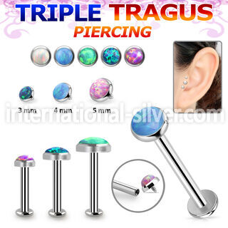 tlbio steel internal tragus labret w flat top w opal