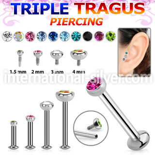 tlbirc steel internally threaded tragus labret jewel flat head