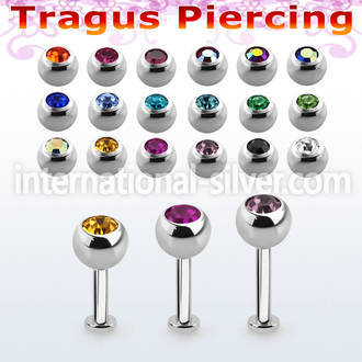 tlbjb5s 316l steel tragus labret 16g 5mm bezel set jewel ball 