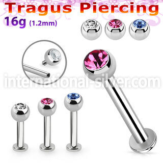 tlbjbin3 316l steel internal threaded tragus labret w jewel ball