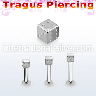 tlbsdi3 316l steel tragus labret 16g w a 3mm dice 