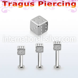 tlbsdi4s 316l steel tragus labret 16g w a 4mm dice 