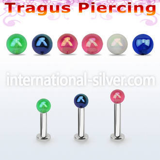tlbuvab3 316l steel tragus labret 16g w a 3mm ab coated ball