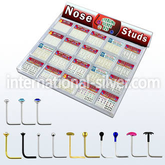 trans3 l shape nose studs silver 925 nose