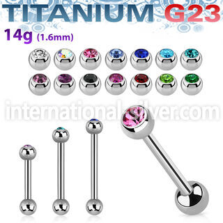 ubbcs titanium straight barbell pressfit gem ball plain ball