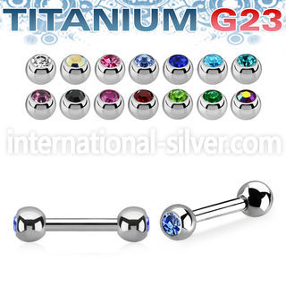 ubbe2c titanium straight barbell press fit gem balls