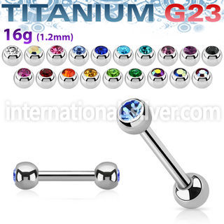 ubbe2c titanium straight barbell press fit gem balls