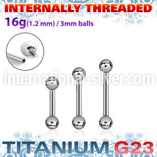 ubbebin titanium g23 straight barbell 3mm balls
