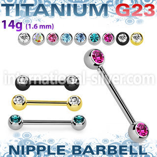 ubbnp2c6 titanium straight barbell 14g two forward gem balls