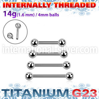 ubbnpsin titanium g23 nipple straight barbell 4mm balls