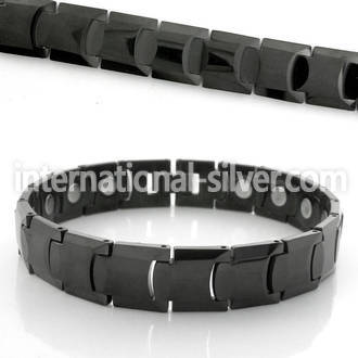 ubk1 black plated tungsten bracelet with interlocking links