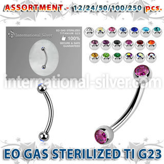 ublk486 eo gas sterilized piercing titanium g23 eyebrow banana 3mm
