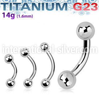 ubnb4 titanium curved barbell 14g two 4mm balls