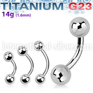 ubnb5 titanium curved barbell 14g two 5mm balls