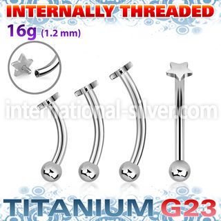 ubnbin1 titanium curvedbarbell 16g star top ball internal