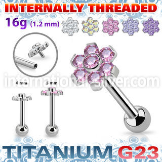 uhein10 titanium barbell internal threading 7 color cz