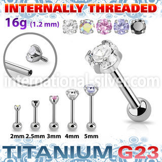 uhein12 titanium barbell internal threading 3 5 color cz