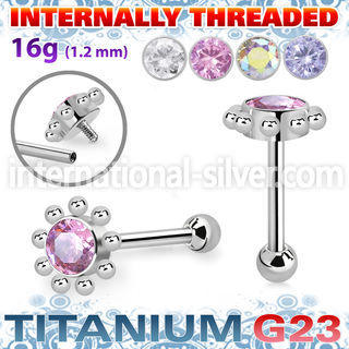 uhein16 titanium barbell flower top lower ball internal