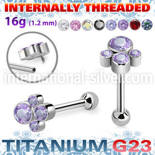 uhein22 titanium barbell four press cz cluster ball internal