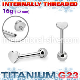 uhein3 titanium barbell internal threading 3mm heart