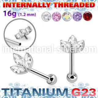 uhein30 titanium barbell leaf marquise cz ball internal