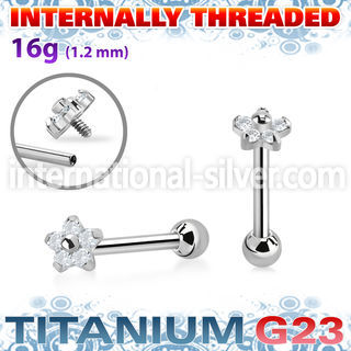 uhein54 titanium straightbarbell 16g flower cz ball internal