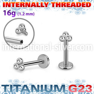 ulbin14 titanium labret internal threading triple balls