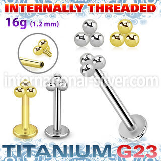 ulbin14 titanium labret internal threading triple balls