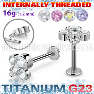 ulbin17 titanium labret stud bohemian top cz internal