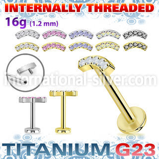 ulbin33 pvd titanium threaded labret 16g cz curved internal