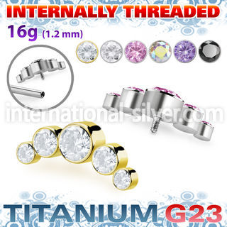 ushz3in titanium top part post five round color cz