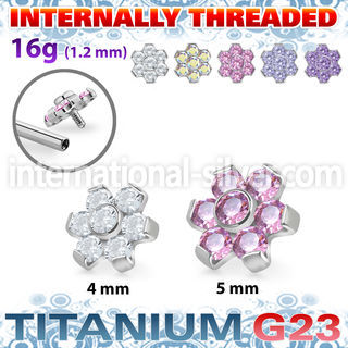 ushz5in titanium top part post seven round color cz