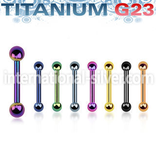 utbbeb anodized titanium g23 barbell with 3mm balls