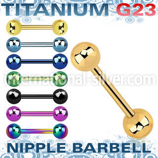 utbbnpg straight barbells anodized titanium g23 implant grade nipple